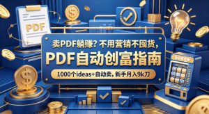卖PDF躺賺？不用营销不囤货，PDF自动创富指南，1000个ideas+自动卖，新手月入9k刀【原创双语字幕】-网创项目