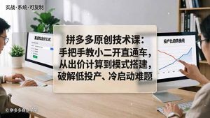 拼多多原创技术课：手把手教小二开直通车，从出价计算到模式搭建，破解低投产、冷启动难题-网创项目