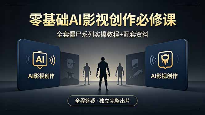 零基础AI影视创作必修课，全套僵尸系列实操教程加配套资料，全程答疑带你独立完整出片-网创项目
