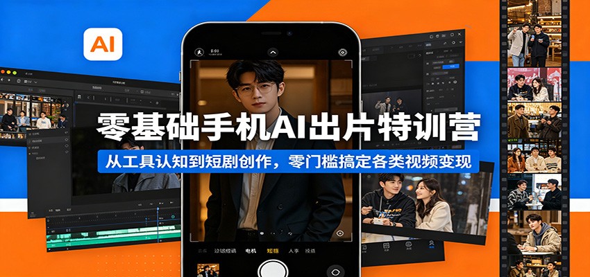 零基础手机AI出片特训营：从工具认知到短剧创作，零门槛搞定各类视频变现-网创项目