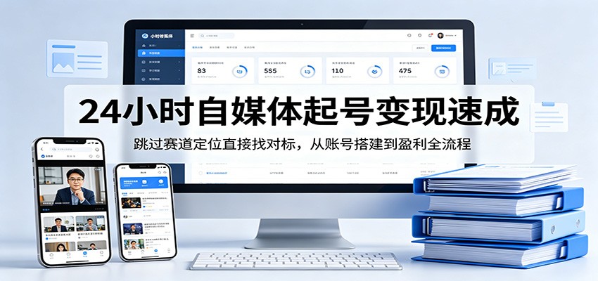 24小时自媒体起号变现速成，跳过赛道定位直接找对标，从账号搭建到盈利全流程-网创项目