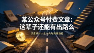某公众号付费文章：这辈子还能有出路么-网创项目