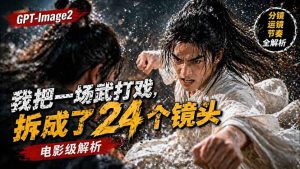 用GPT-Image2，把一段武打对决拆成24个连续镜头，从人物建立、动作衔接、运镜节奏，到情绪爆发-网创项目