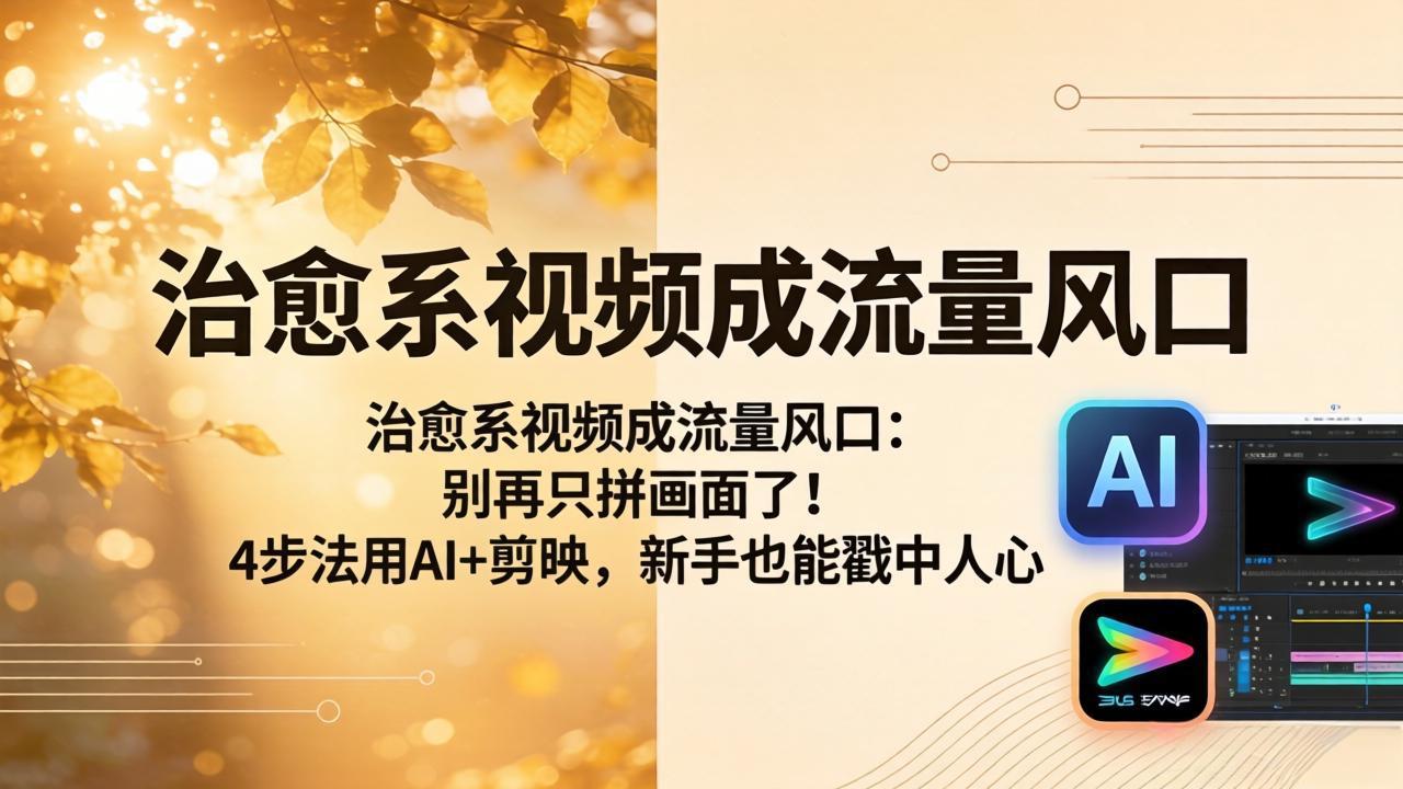 治愈系视频成流量风口：别再只拼画面了！4步法用AI+剪映，新手也能戳中人心-网创项目