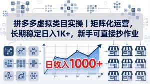 拼多多虚拟类目实操｜矩阵化运营，长期稳定日入 1K+，新手可直接抄作业-网创项目