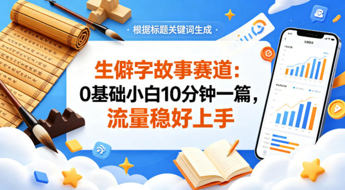 公众号流量主——生僻字故事赛道，流量稳，好上手，0基础小白也能10分钟一篇-网创项目