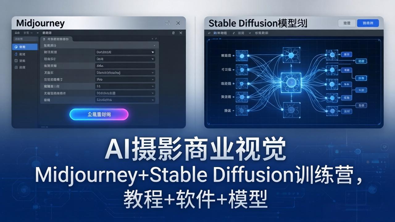 AI摄影商业视觉Midjourney+Stable Diffusion训练营，教程+软件+模型-网创项目