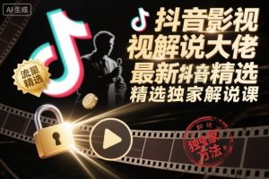 抖音影视解说大佬最新抖音进精选和独家方法，精选独家解说课(更新26年3月)-网创项目
