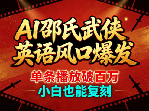 AI邵氏武侠英语风口爆发，单条播放破百万，小白也能复刻-网创项目