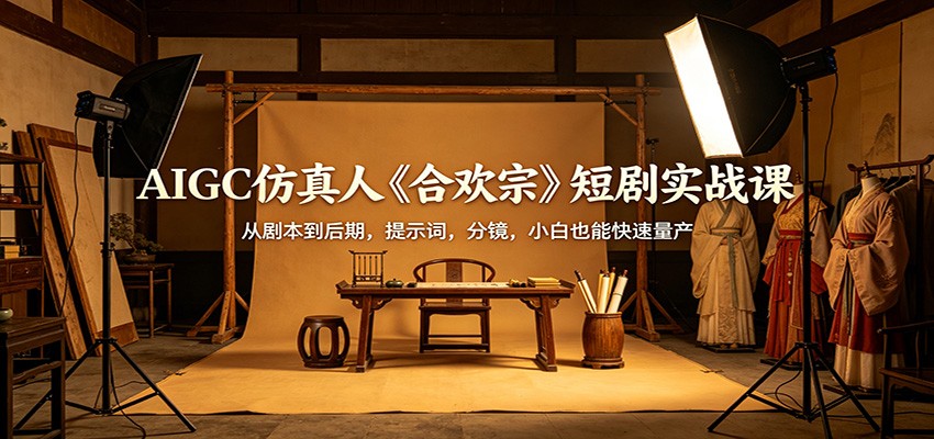 AIGC仿真人《合欢宗》短剧实战课：从剧本到后期，提示词，分镜，小白也能快速量产-网创项目