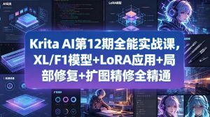 Krita AI第12期全能实战课，XL/F1模型+LoRA应用+局部修复+扩图精修全精通-网创项目
