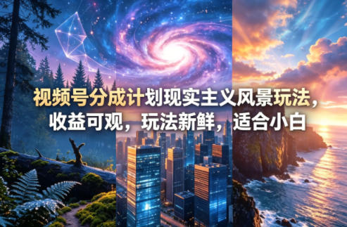 视频号分成计划现实主义风景玩法，收益可观，玩法新鲜，适合小白-网创项目