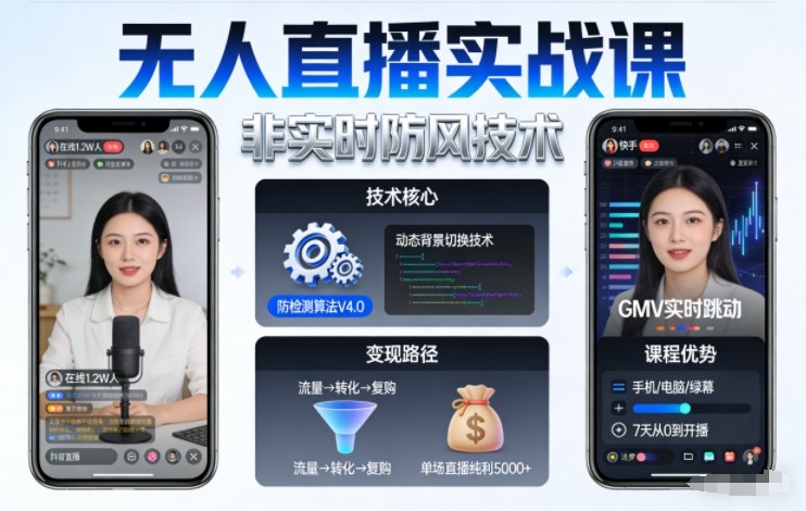 宝子哥无人直播实战课，非实时防风技术，聚焦抖音快手等平台直播带货，轻松开启直播变现之路(更新2026年5月02日)-网创项目