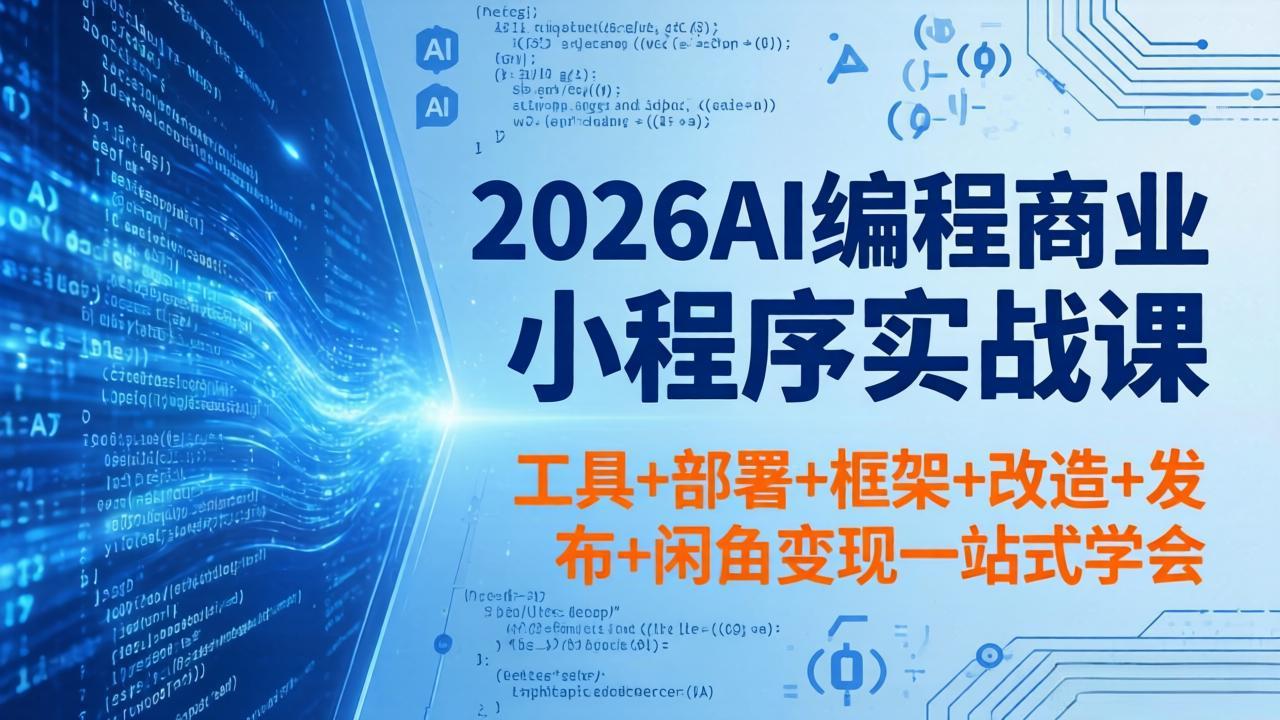 2026AI编程商业小程序实战课，工具+部署+框架+改造+发布+闲鱼变现一站式学会-网创项目