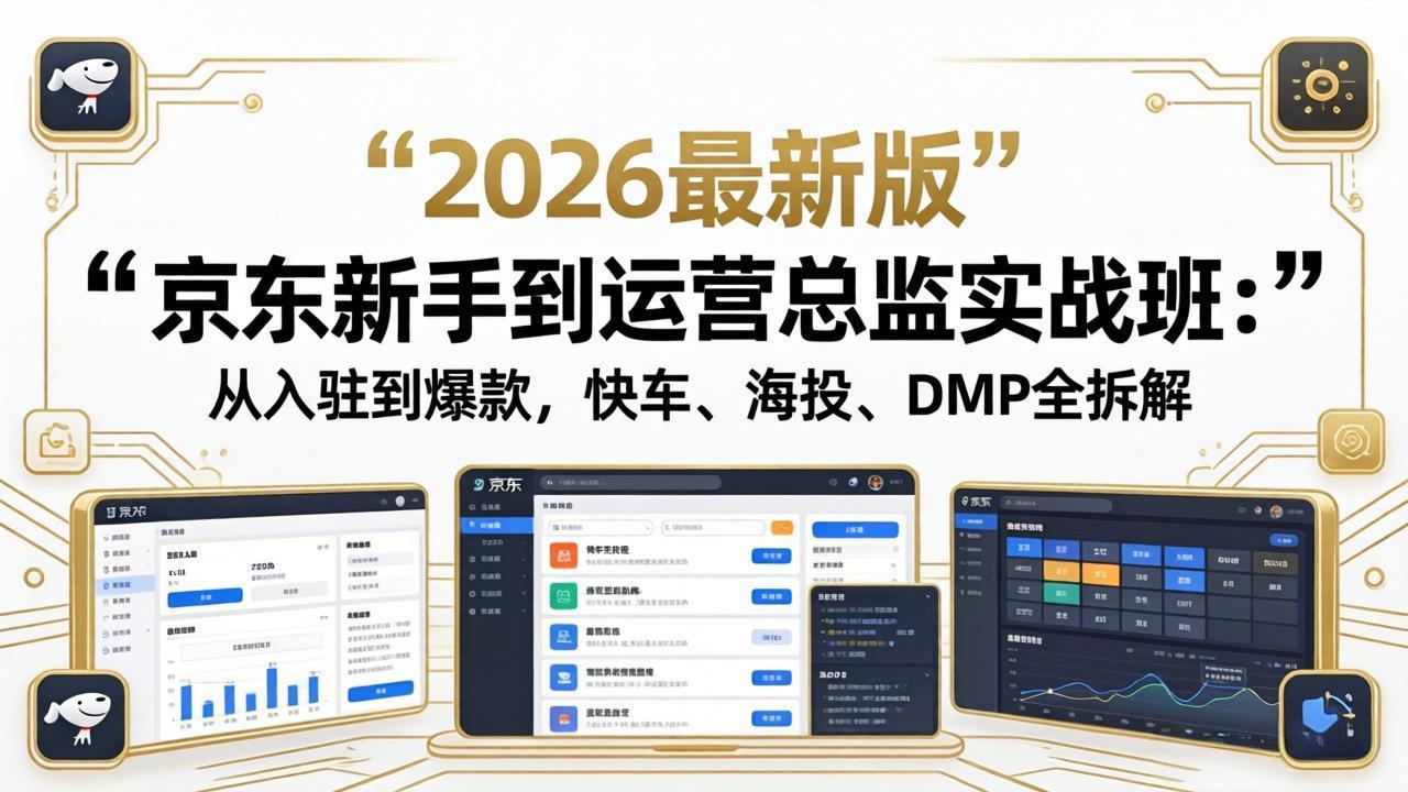京东新手到运营总监实战班：从入驻到爆款，快车、海投、DMP全拆解，2026最新版-网创项目