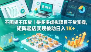 不囤货不压货｜拼多多虚拟项目干货实操，矩阵起店实现被动日入1K+【揭秘】-网创项目