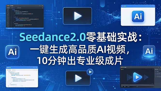 Seedance2.0零基础实战：一键生成高品质AI视频，10分钟出专业级成片-网创项目