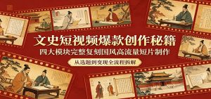 文史短视频爆款创作秘籍：四大模块完整复刻国风高流量短片制作-网创项目