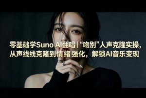 零基础学Suno AI翻唱｜《吻别》人声克隆实操，从声线克隆到情绪强化，解锁AI音乐变现-网创项目