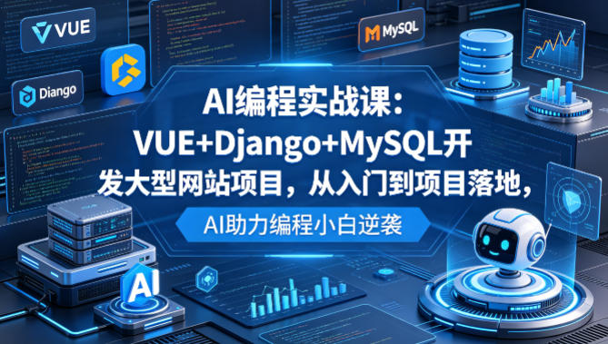 AI编程实战课：VUE+Django+MySQL开发大型网站项目，从入门到项目落地，AI助力编程小白逆袭-网创项目
