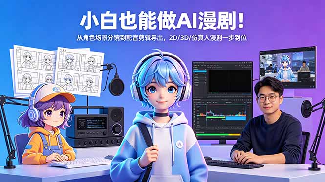小白也能做AI漫剧！从角色场景分镜到配音剪辑导出，2D/3D/仿真人漫剧一步到位-网创项目
