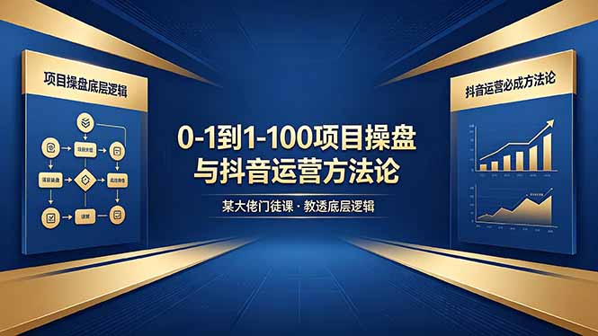0-1到1-100怎么建？某大佬门徒课教透项目操盘底层逻辑+抖音运营必成方法论-网创项目