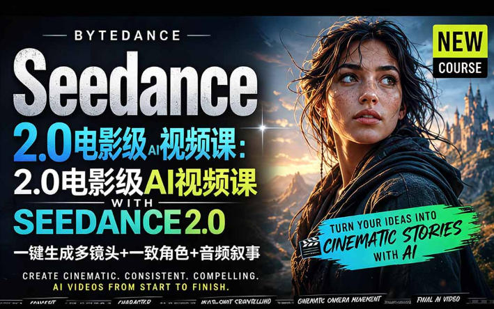 字节跳动的Seedance 2.0 AI电影视频生成制作教程，一键生成多镜头+一致角色+音频叙事-中英字幕-网创项目