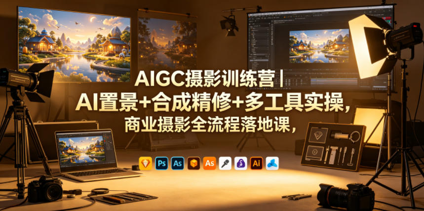 AIGC摄影训练营｜AI置景+合成精修+多工具实操，商业摄影全流程落地课-网创项目