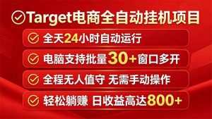 Target电商全自动挂机项目全天自动运行电脑可批量30+窗口运行日收益入800+-网创项目