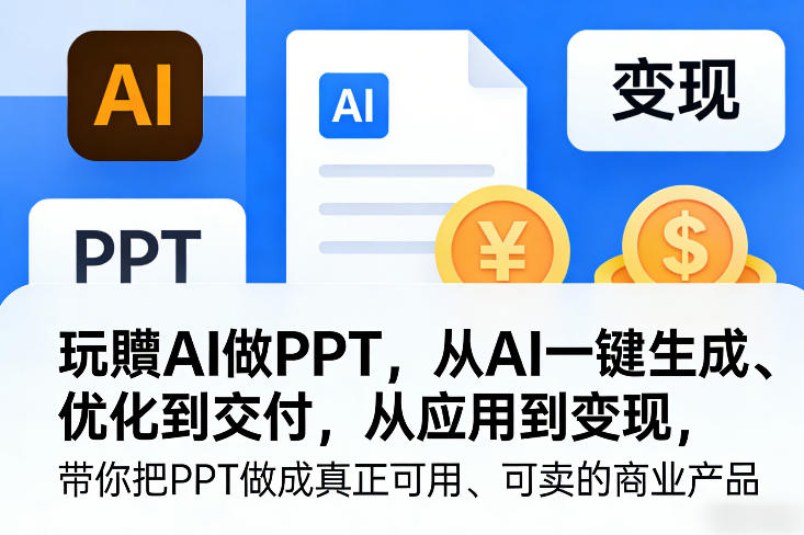 玩賺AI做PPT，从AI一键生成、优化到交付，从应用到变现，带你把PPT做成真正可用、可卖的商业产品(更新0513)-网创项目