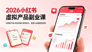 2026小红书虚拟产品副业课，AI原创产品+笔记流量+投流放大，普通人也能稳定变现-网创项目