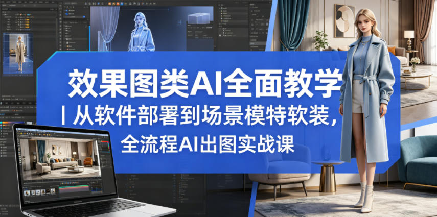 效果图类AI全面教学｜从软件部署到场景模特软装，全流程AI出图实战课-网创项目