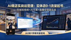 AI爆店实战运营课：实体店0-1流量起号，同城短视频+AI文案+直播全链路实战-网创项目