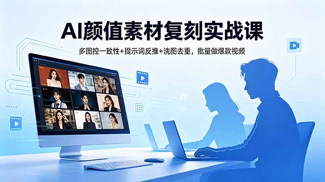 AI颜值素材复刻实战课，多图控一致性+提示词反推+洗图去重，批量做爆款视频-网创项目