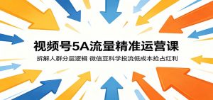 视频号5A流量精准运营课：拆解人群分层逻辑，微信豆科学投流低成本抢占红利-网创项目
