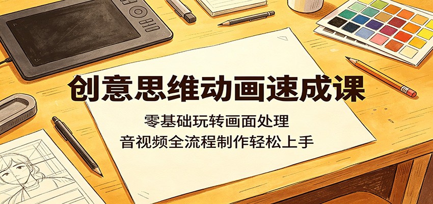 创意思维动画速成课：零基础玩转画面处理，音视频全流程制作轻松上手-网创项目