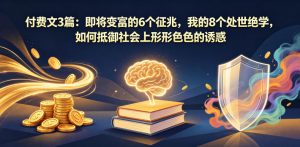付费文3篇：即将变富的6个征兆，我的8个处世绝学，如何抵御社会上形形色色的诱惑-网创项目