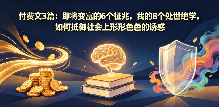 付费文3篇：即将变富的6个征兆，我的8个处世绝学，如何抵御社会上形形色色的诱惑-网创项目