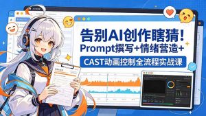 告别AI创作瞎猜！Prompt撰写+情绪营造+CAST动画控制全流程实战课-网创项目