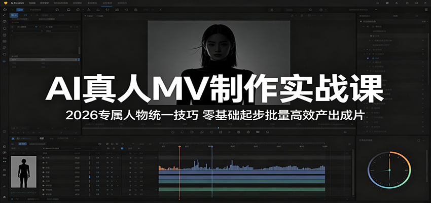 AI真人MV制作实战课：2026专属人物统一技巧，零基础起步批量高效产出成片-网创项目