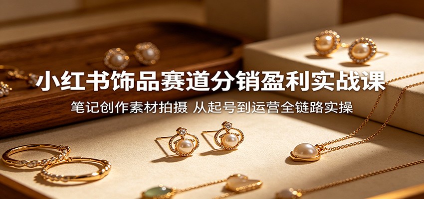 小红书饰品赛道分销盈利实战课：笔记创作素材拍摄，从起号到运营全链路实操-网创项目