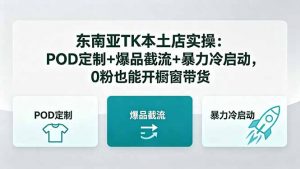 东南亚TK本土店实操-5月更新：POD定制+爆品截流+暴力冷启动，0粉也能开橱窗带货-网创项目