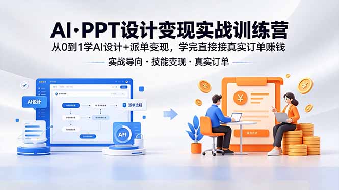 AI·PPT设计变现实战训练营，从0到1学AI设计+派单变现，学完直接接真实订单赚钱-网创项目