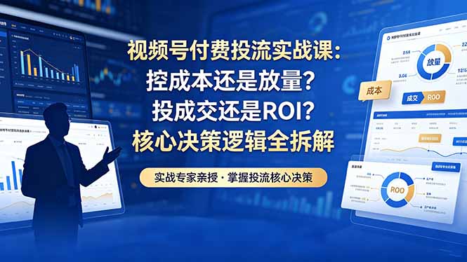 视频号付费投流实战课-5月：控成本还是放量？投成交还是ROI？核心决策逻辑全拆解-网创项目