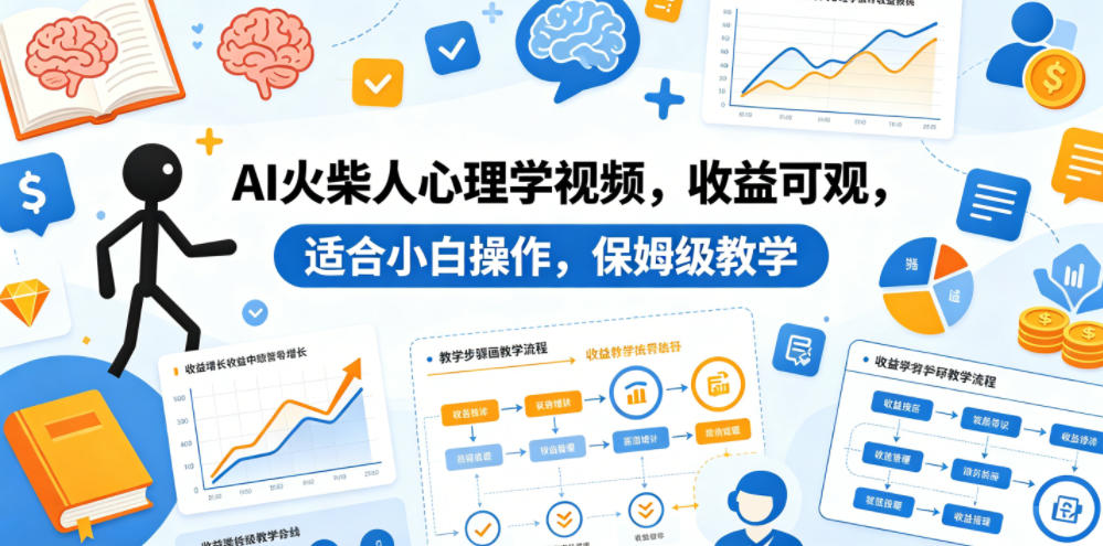 AI火柴人心理学视频，收益可观，适合小白操作，保姆级教学-网创项目