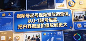 视频号起号视频投放运营课,从0-1起号运营,把内容流量价值放到更大-网创项目