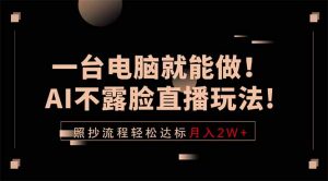 一台电脑就能做！AI不露脸直播玩法，照抄流程轻松达标月入2W+-网创项目
