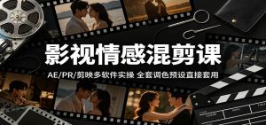影视情感混剪课：AE/PR/剪映多软件实操，全套调色预设直接套用-网创项目
