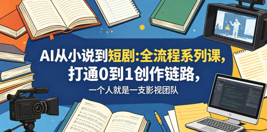 AI从小说到短剧全流程系列课，打通0到1创作链路，一个人就是一支影视团队-网创项目
