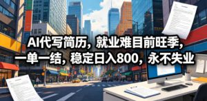 AI代写简历,就业难目前旺季,一单一结,稳定日入800,永不失业-网创项目